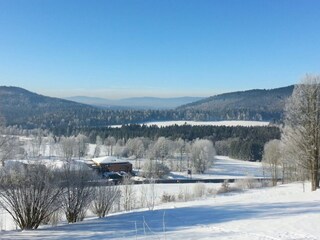 Aublick im Winter auf die Loipe