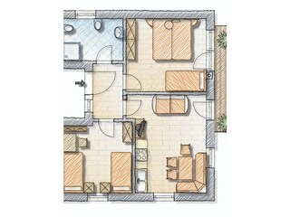 Grundriss der Wohnung Alpenfrieden