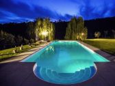 Illuminated pool in the evening