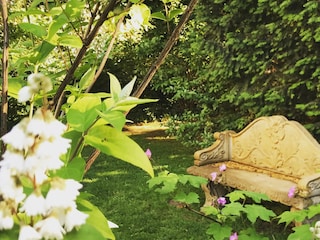 Sandstone bench for the evening hours
