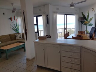 Open plan living area from kitchen