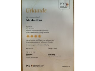 Klassifizierungsurkunde Ferienwohnung "Maximilian"