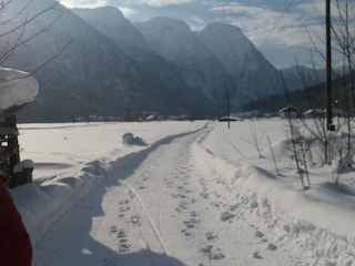 `Langlaufloipe direkt bei uns am Haus beginnend