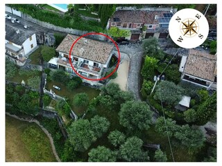 Casa Merlo from above with compass