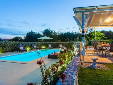 Villa West Wing with beautiful heated pool