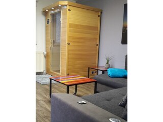 Wohnzimmer mit Infrarot Sauna