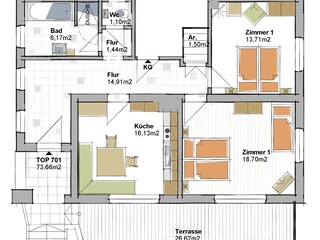 Vakantieappartement Neukirchen am Großvenediger Grondplan 29
