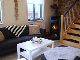 Wohnzimmer mit Kamin