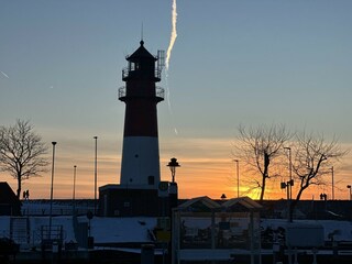 Büsumer Leuchtturm im Abendrot