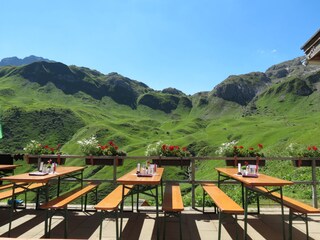 Der Blick von der Terrasse Kemptner Hütte