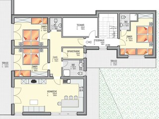 Layout of the 108 sqm apartment