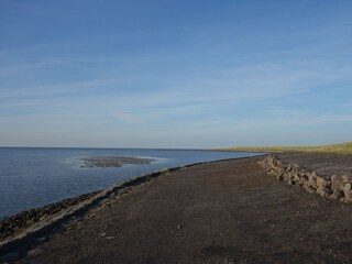 Der Blick vom Deich auf die Nordsee