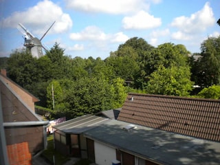 Der Blick aus den Schlafzimmern auf die Mühle