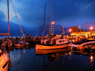 Port of Brenzone with traditional restaurants