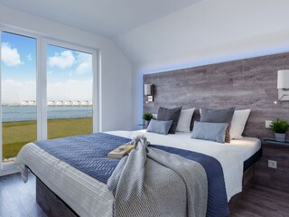 Masterbedroom mit Wasserbett 180 x 220 mit direktem Wasserblick