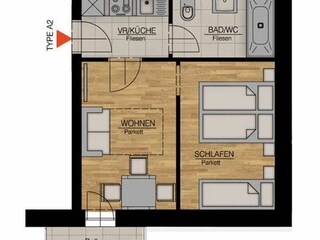Appartement Maria Alm Grondplan 40