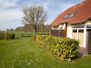 Terrasse mit Blick Richtung Achterwasser