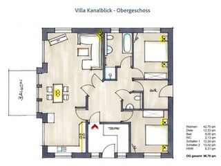 Grundriss mit QM Angabe