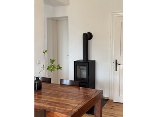 Dining area with fireplace
