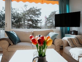 Living room with a view of the lighthouse