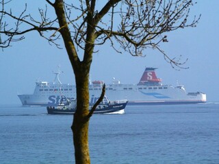 Ship traffic from the beach promenade