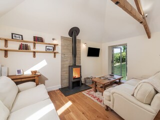 Seating area with log burner