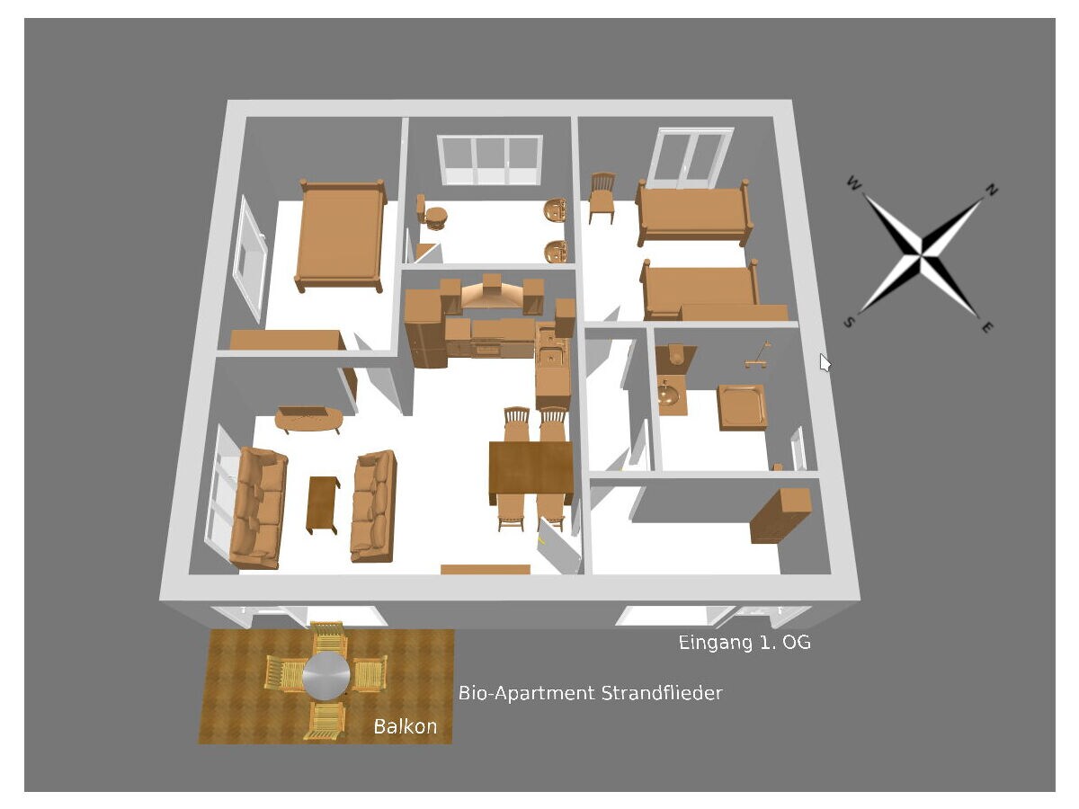 3D-Modell Bio-Apartment Strandflieder