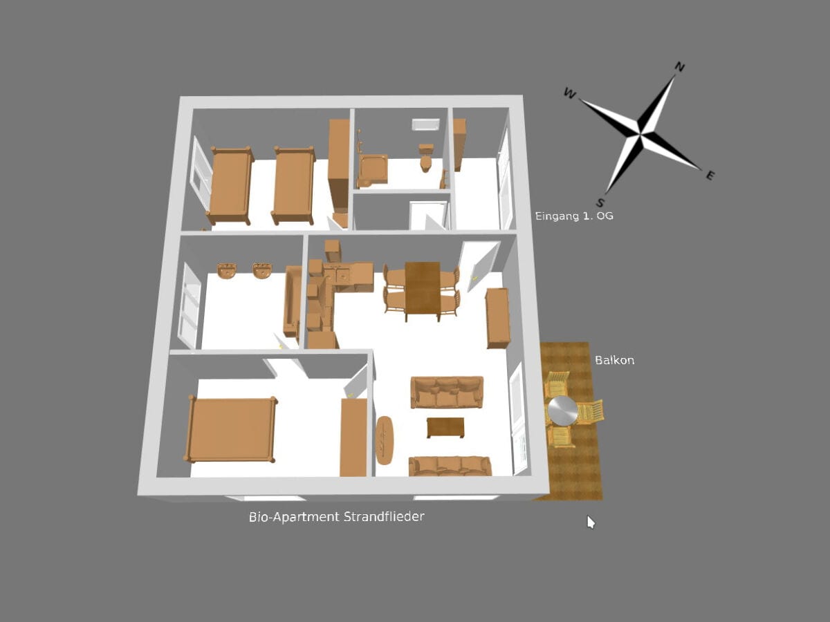 3D-Modell Bio-Apartment Strandflieder