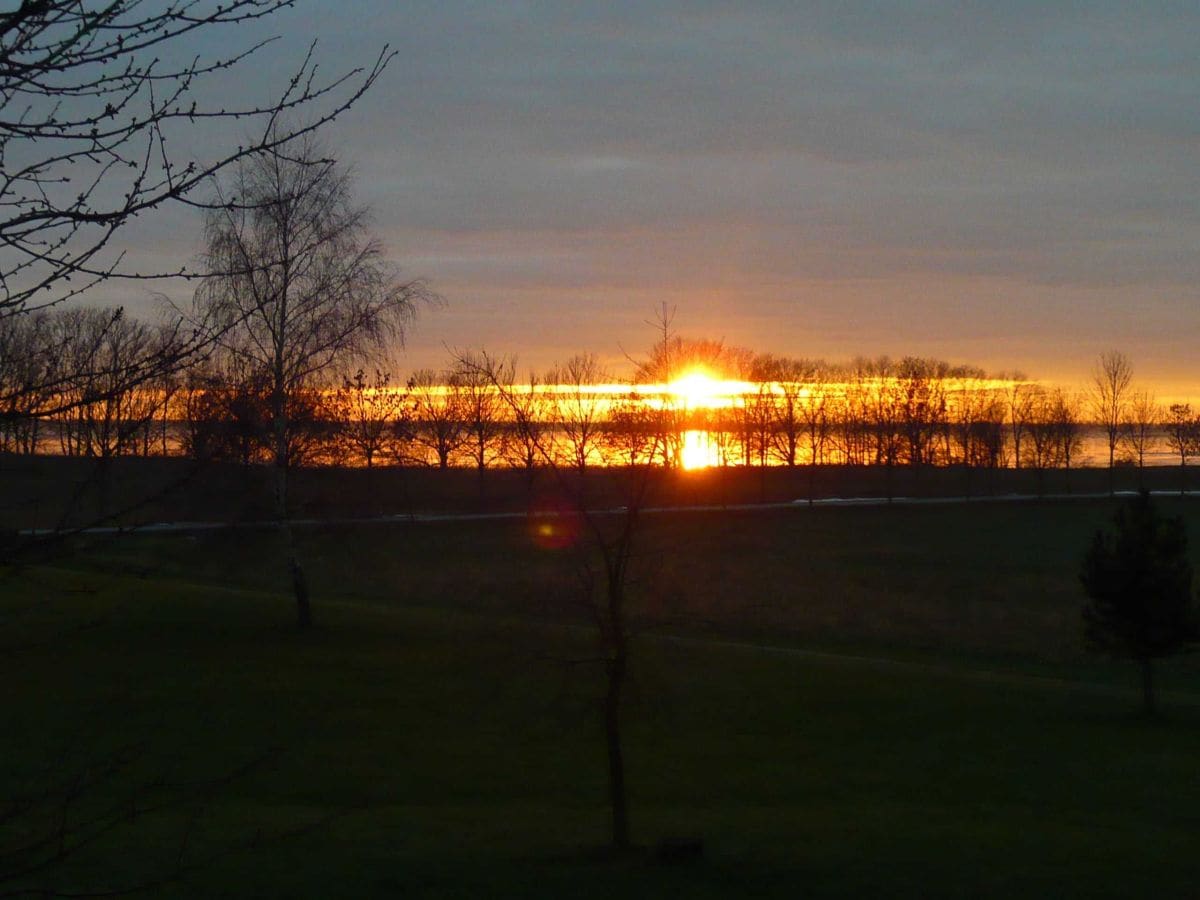 Blick über Haff bei Sonnenuntergang