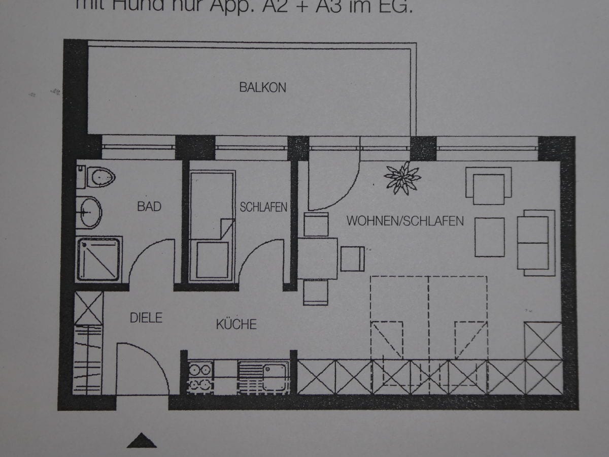 Grundriß App A mit Nordbalkon