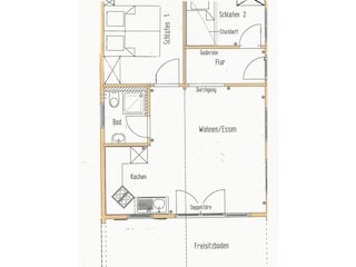 Raumaufteilung Blockhaus +2 Terrassen (40 m²)