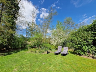 Garten mit Liegestühlen