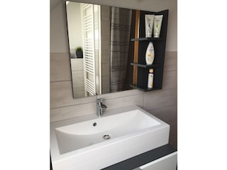 Tageslichtbad mit Dusche, WC, Waschbecken, Fön...