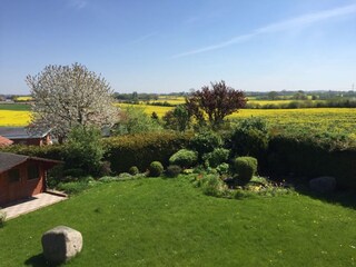 Gartenbereich mit Grillmöglichkeit, Sonnenliegen, Teich