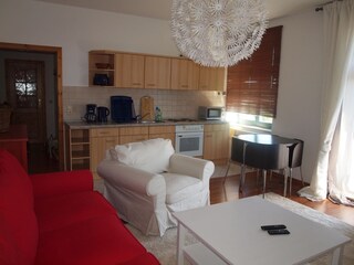 Wohnzimmer mit offener Küche