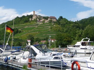 Jachthafen mit Blick zur Burg Hornberg 15km