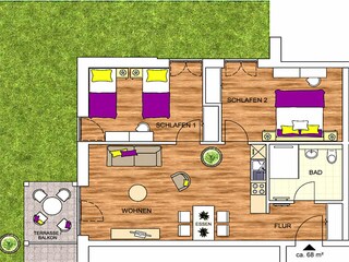 Meeresbrise, Ferienwohnung 02, Grundriss