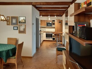 living space with kitchen