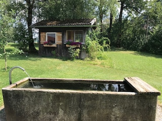 Liegewiese mit Brunnen