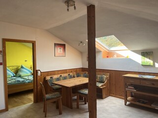 Kitchen with view in bedroom 1