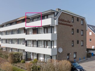 Außenansicht mit markierter Wohnung