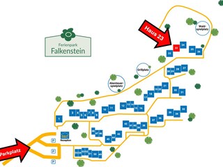 Lage des Hauses und des Parkplatzes