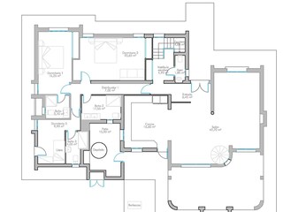 Grundriss EG mit Küche, Salon, 3 Schlafzi+ 3 Bäder + WC