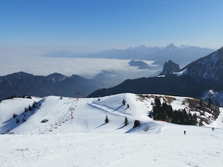 Natural snow skiing area on the Breitenberg (in spring)
