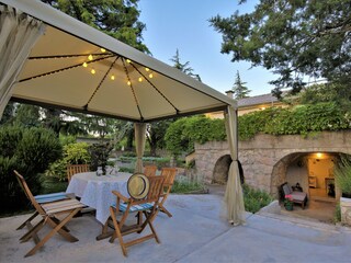 Fronthouse and gazebo by night