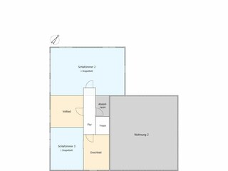 Dachgeschoss. Dachschrägen sind kein Bestandteil der Grundrisszeichnung.