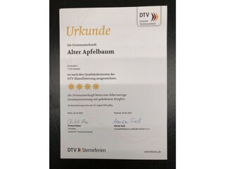 Urkunde DTV-Klassifierung mit 4-Sterne