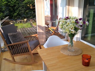 Cozy rocking chair in the conservatory