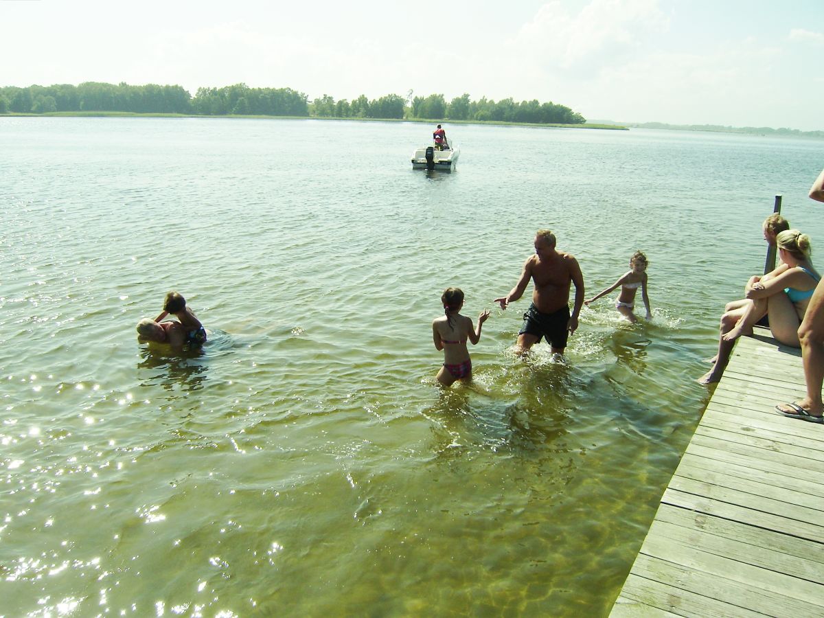 Small swimming area 100 m away.