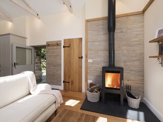 Wood burner in the living area